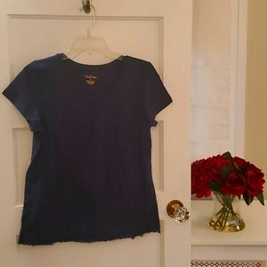 Lilly Pulitzer Basic Navy T with ruffle edge
